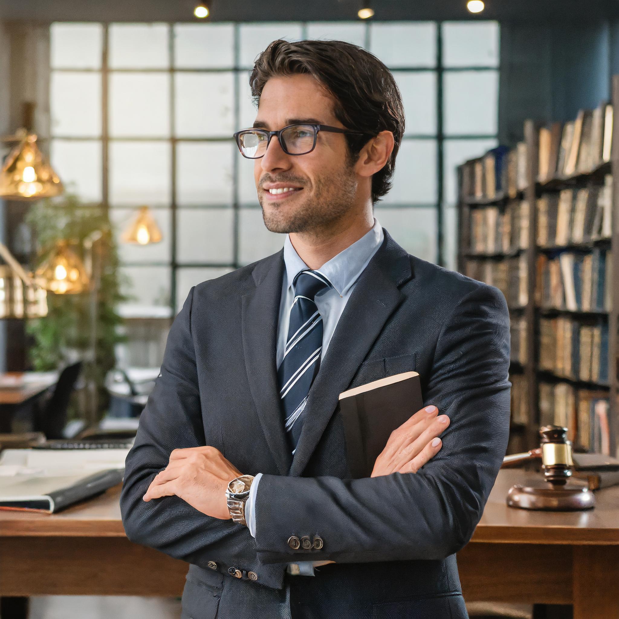 Mann mit Krawatte, der in einem professionellen Setting arbeitet